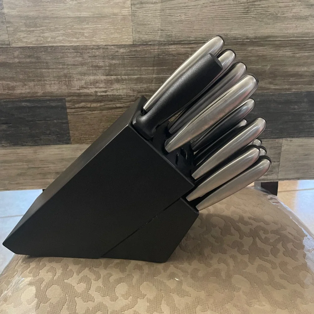 JA Henckels International Fine Edge Synergy 16 Pc Knife Block Set Black Silver